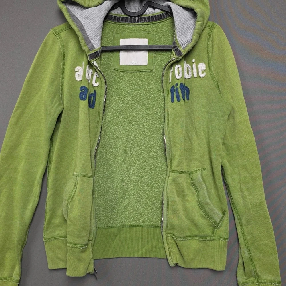Abercrombie Kids Hoodie Kids Full Zip Applique Logo Green Large